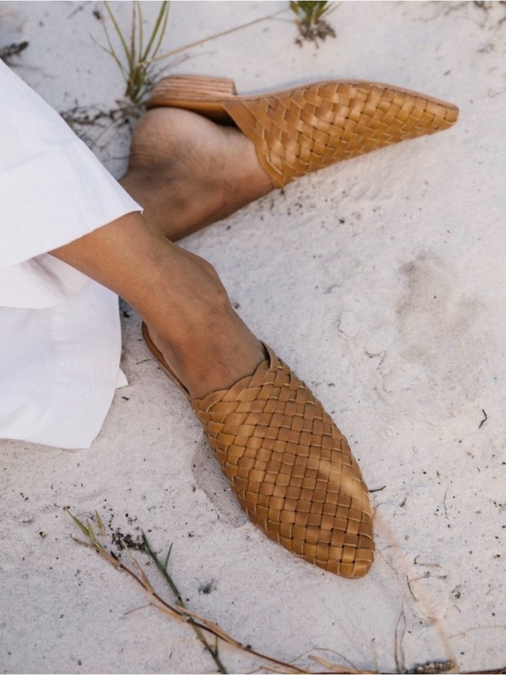 Woven Leather Mule - Tan Slip-On Women’s Shoe